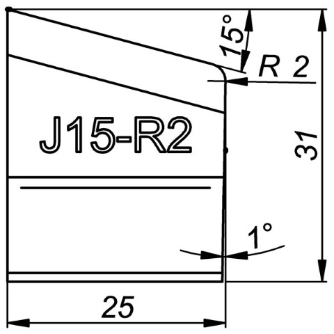 TRADEMASTER J-BEVELLING TOOL BIT J15/R2 20 DEG X 31MM HIGH 8MM RADIUS